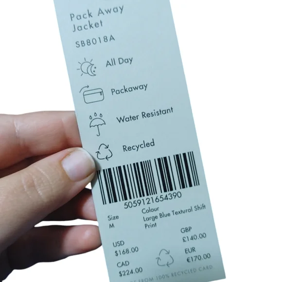 Sweaty Betty Blue Checkered Graphic Pack Away Jacket Women's Size Medium NWT - Picture 13 of 15